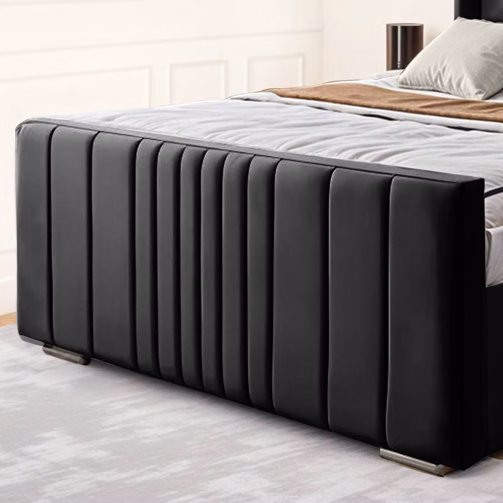 UK Bed Furniture Balmoral Wingback Upholstered Bed in Black, Single, W/D/H: 90 x 190 cm – 3