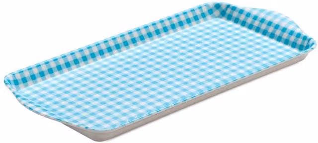 Zeal Melamine Gingham Sandwich Serving Tray with Handles, Aqua Blue, 28 x 15 cm