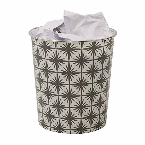 JVL Geometric Grey and Black Waste Paper Bin, W: 27 cm, D: 25 cm, H: 27 cm – 2