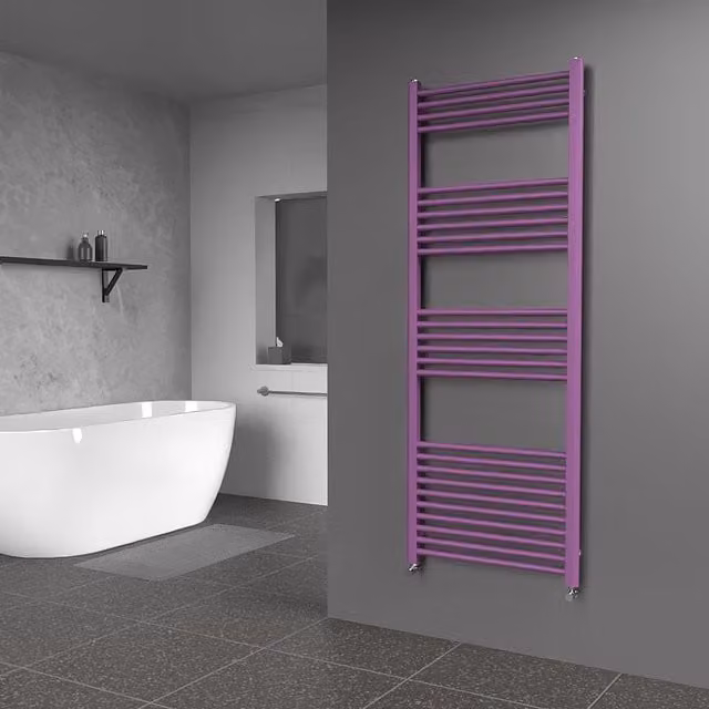 Lux Heat Coloured Steel Towel Radiator in Purple, H 160 cm x W 60 cm