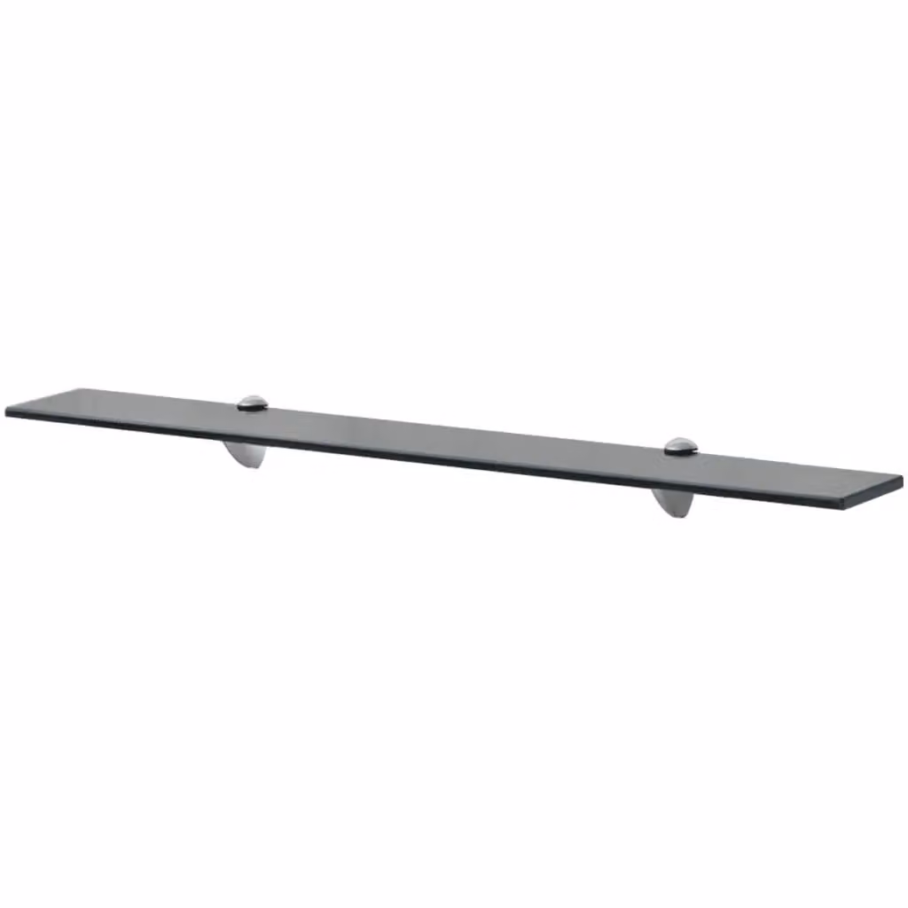 Berkfield Home Set of 2 Black Glass Floating Shelves, W: 80 cm, D: 10 cm – 2