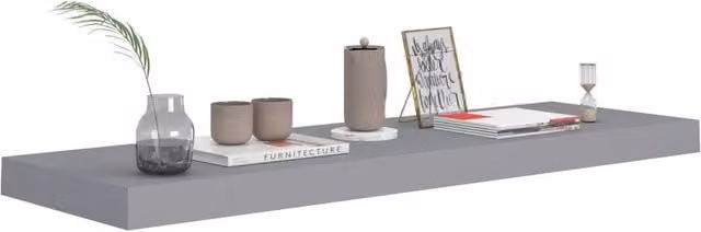 Berkfield Home Durable Floating Wall Shelf, Grey, W: 80 cm, D: 23.5 cm, H: 3.8 cm