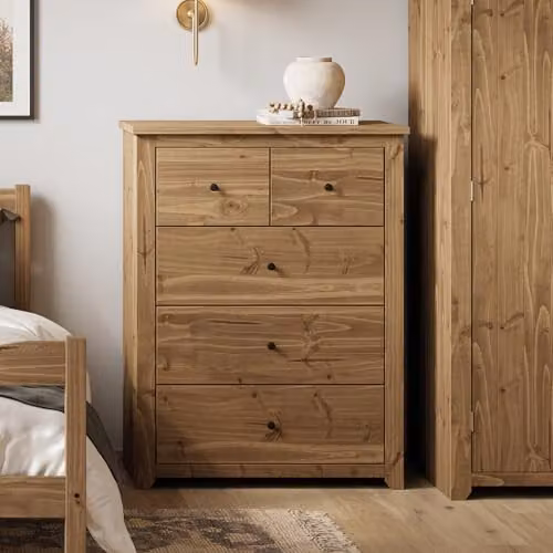 LPD Home Havana Solid Pine Chest of Drawers in Brown Waxed Finish – 2