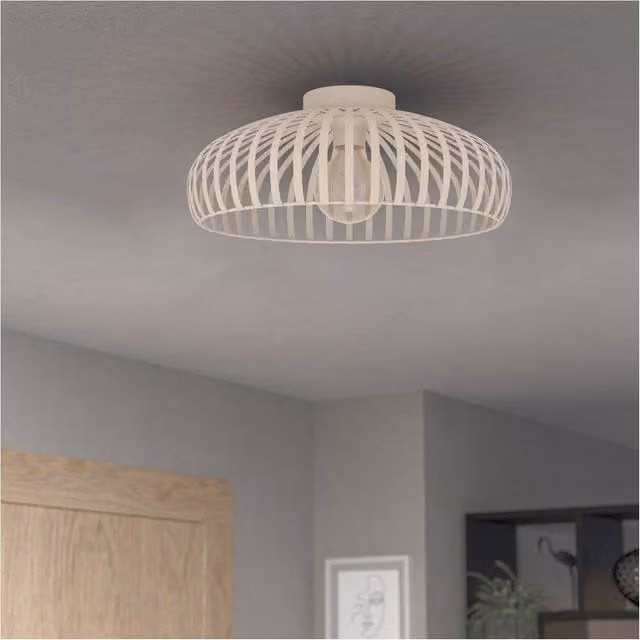 Loops Modern Metal Ceiling Light in Sand Beige with Replaceable E27 LED Bulb, W/D/H: 43 x 43 x 18 cm – 1