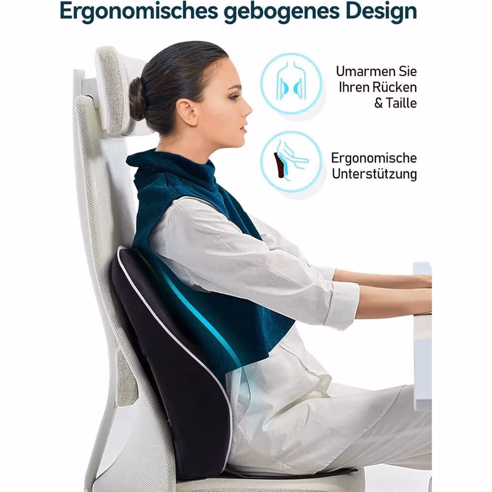 NESTLUNE Contoured Wedge Back Support Cushion for Car, Wheelchair or Office Chairs, Black, W: 120 cm, H: 135 cm – 5