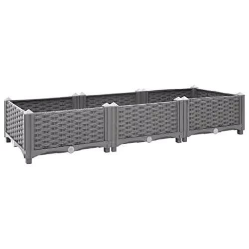 vidaXL Grey Plastic WPC Raised Bed W: 120 cm, D: 40 cm, H: 23 cm
