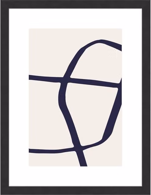Nielsen Design Velino Rectangular Picture Frame in Black with Glass Front and Abstract Geometric Poster Print, W: 30 cm, H: 40 cm
