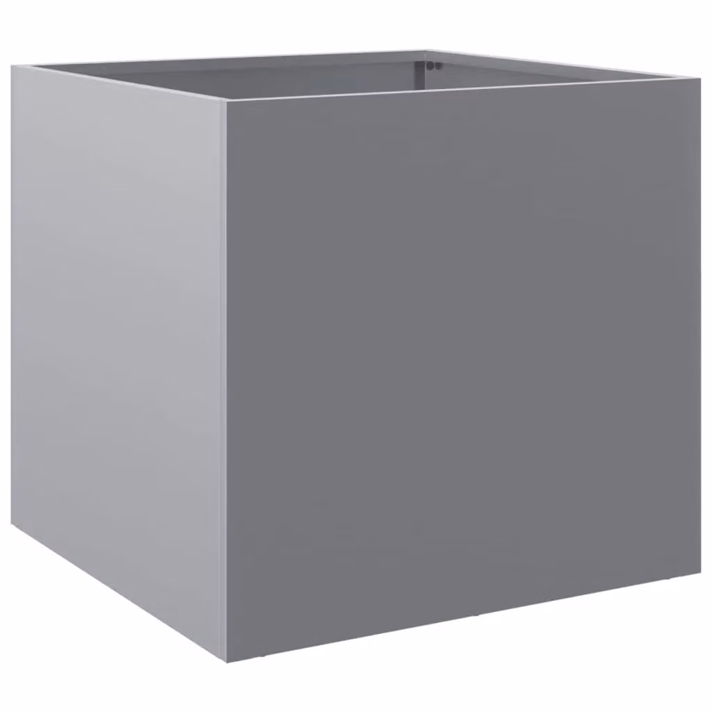 Berkfield Home Silver Galvanised Steel Planter Tub W: 42 cm, D: 40 cm, H: 39 cm – 2