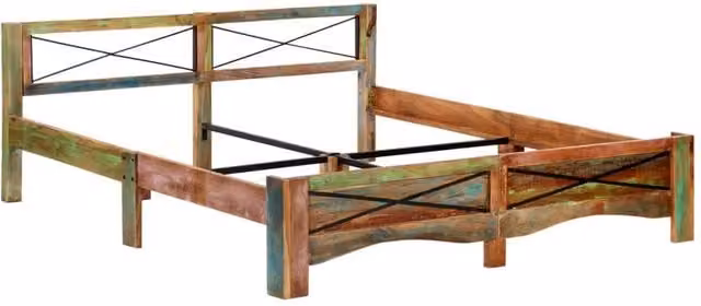Berkfield Home Super King Bed Frame in Multicolour Solid Reclaimed Wood, W: 180 cm, D: 200 cm – 1