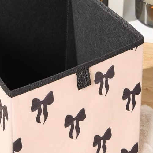 OHS Set of 2 Foldable Fabric Storage Cubes with Handles, Black, White and Beige, W/D/H: 27.0 x 27.0 x 27.0 cm – 3