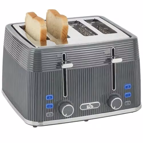 HOMCOM 4 Slice Toaster with 7 Browning Levels and Overheat Protection, Grey – 1