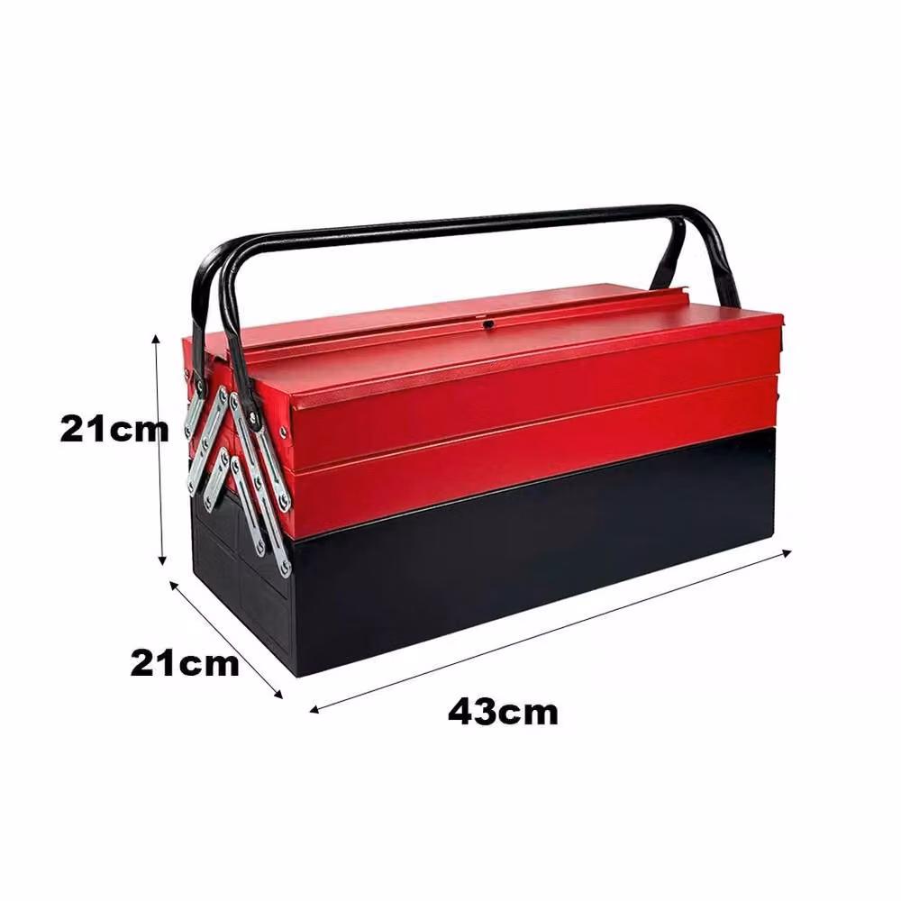 NESTLUNE Heavy Duty Metal Cantilever Toolbox with 5 Trays in Red – 2