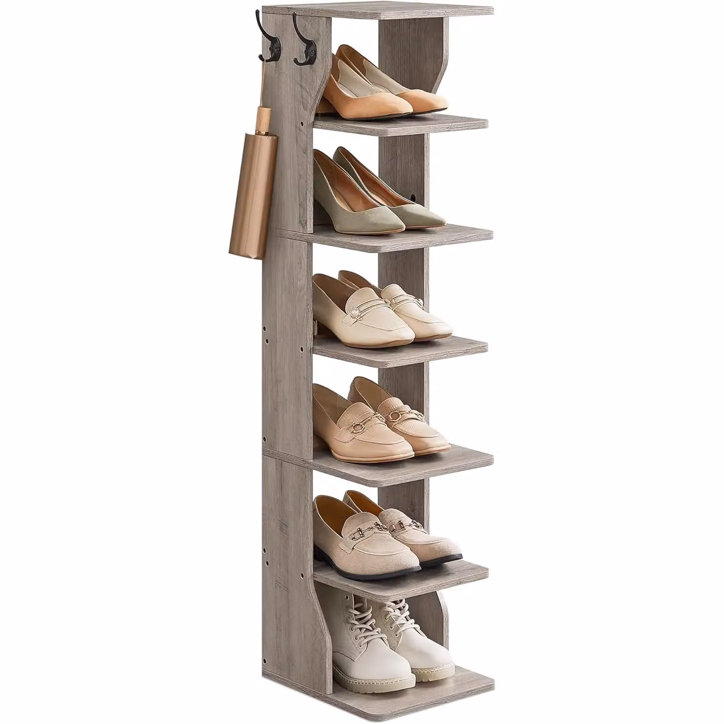 VASAGLE Slim Narrow Shoe Rack Storage Organiser in Fawn – 4