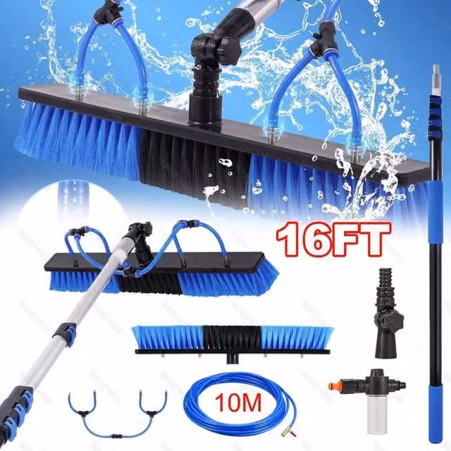EONLION 16ft Water Fed Telescopic Window Cleaning Pole with Blue Microfibre Brush, Length: 100 cm – 1