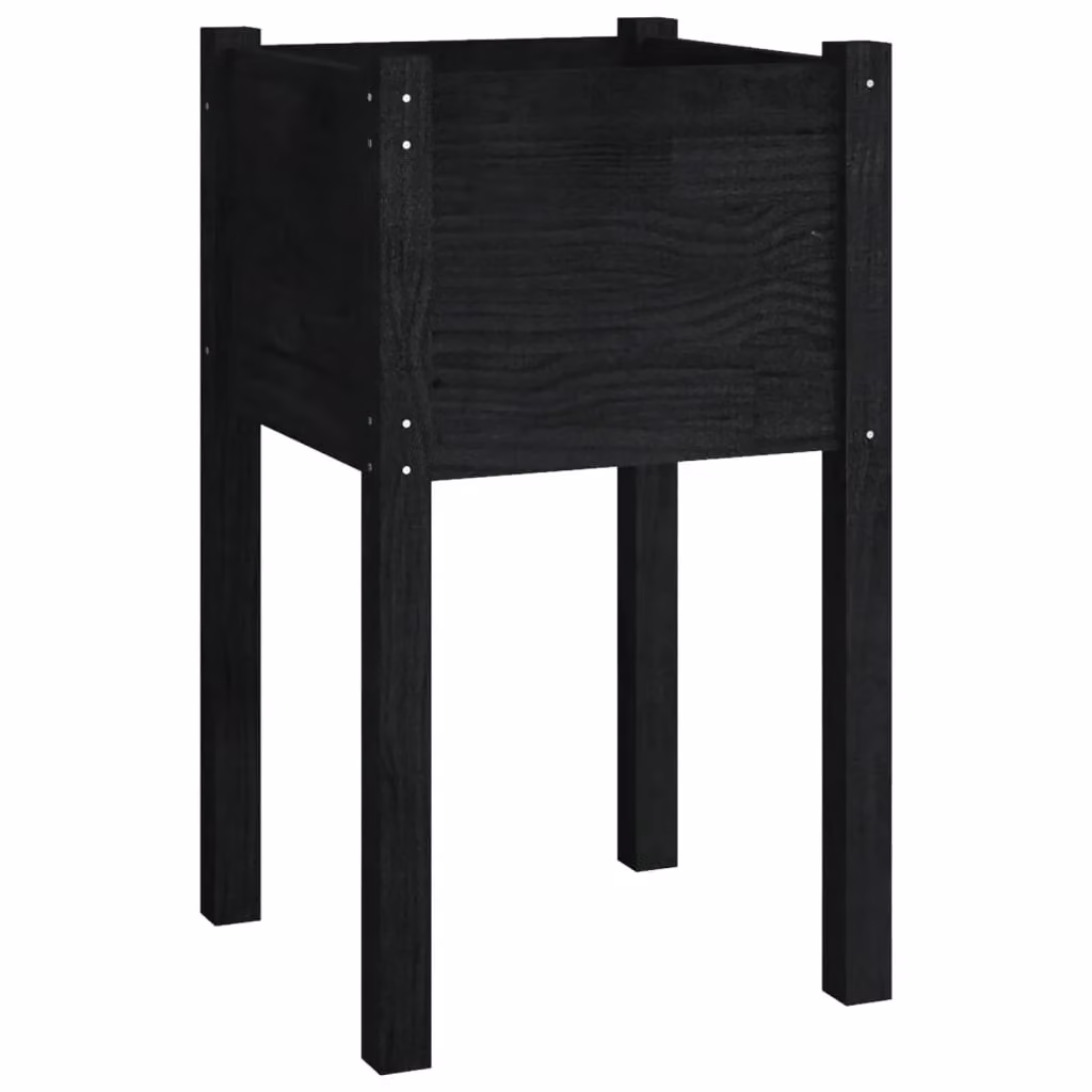 Berkfield Set of 2 Black Solid Pinewood Ornamental Garden Planters, W/D/H: 40 x 40 x 70 cm – 4
