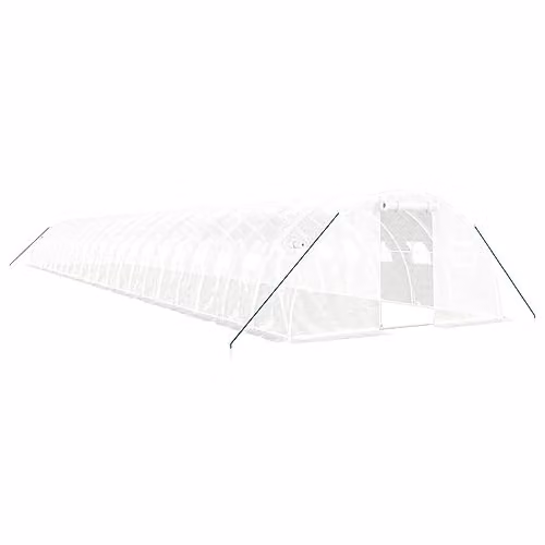 vidaXL Greenhouse with Steel Frame in White, 88 m2, W: 22 m, D: 4 m, H: 2 m