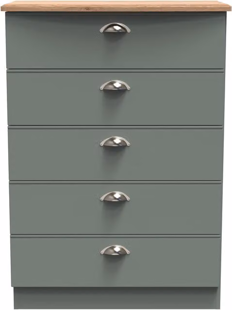 Ready Assembled 2 U Albert 5 Drawer Chest in Pale Green