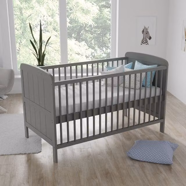 Love For Sleep Maddox Cot Bed in Grey, Solid Pine Wood, W/D/H: 140 x 70 x 70 cm