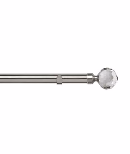 New Edge Blinds Silver Curtain Pole Set, 240 cm