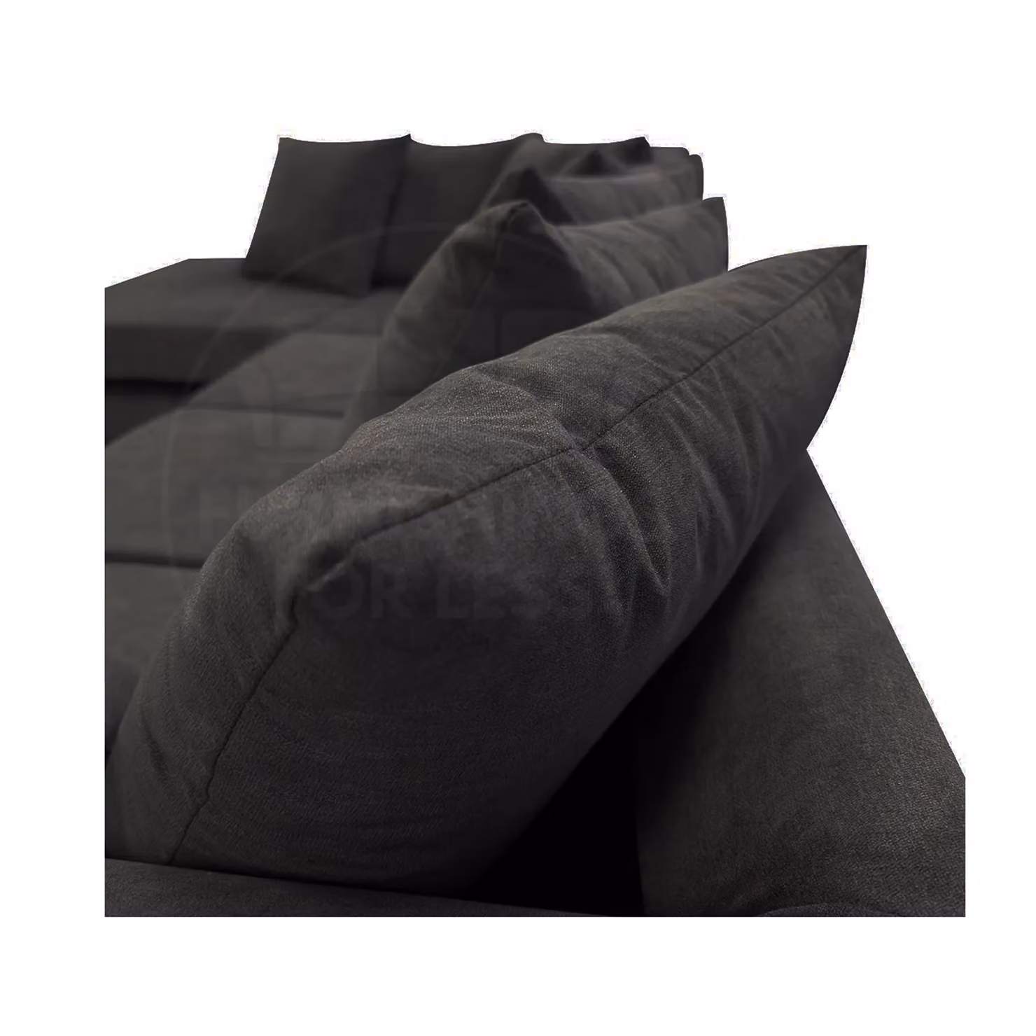 Furnishings For Less UK Casper Chenille Large 5 Seater L Shaped Corner Sofa, Left Hand Facing, Black – 3