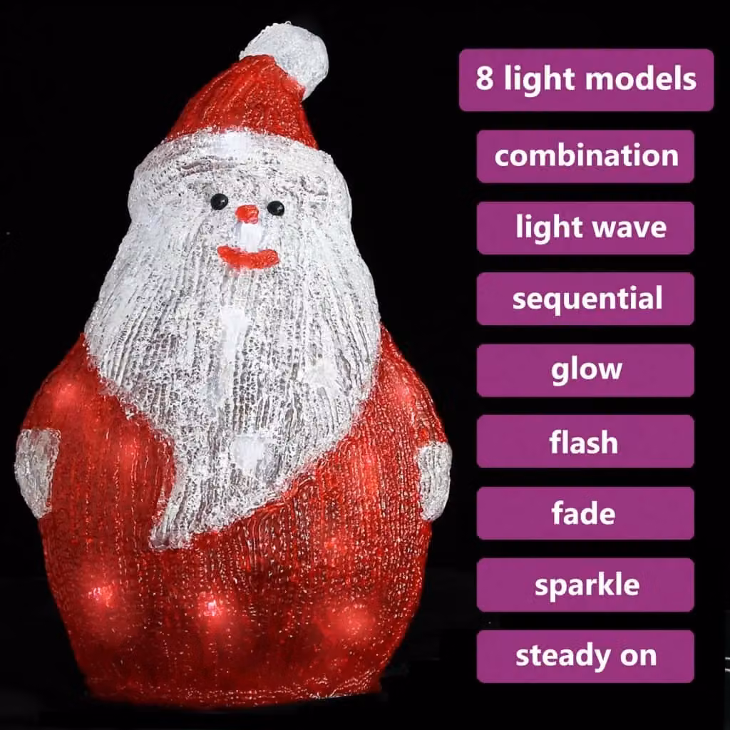 Berkfield Home Red LED Acrylic Santa Figure for Indoor and Outdoor Use, Height: 28 cm – 4