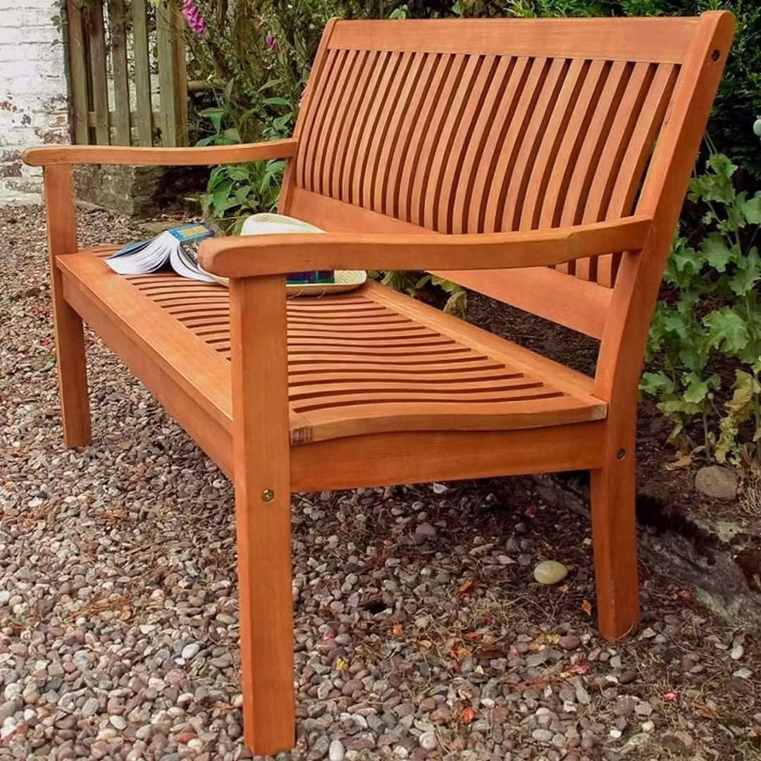Rowlinsons Willington Garden Bench in Brown, W: 124 cm, D: 69 cm, H: 87 cm – 3