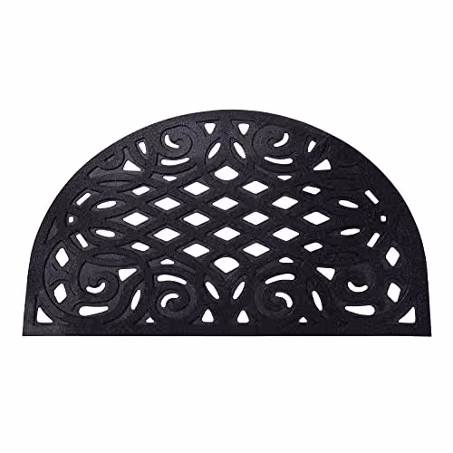 Nicoman Semicircular Rubber Outdoor Doormat in Black, W/D/H: 75 x 45 x 1 cm – 1