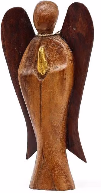 KDMD Hati Hati Handcrafted Wooden Angel Figurine, Brown, Height: 20 cm – 1