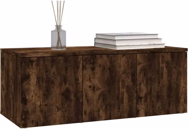 Berkfield Home Modern Smoked Oak TV Cabinet in Brown, W/D/H: 80 x 34 x 30 cm