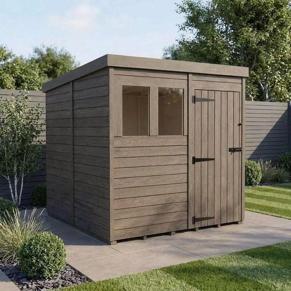 Buttercup Farm Grey Composite Pent Garden Shed with Single Door and Windows W/D/H: 213 x 305 x 210 cm – 2