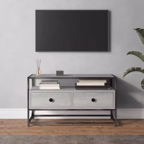 vidaXL Industrial Style TV Cabinet in Grey Sonoma Engineered Wood with Drawers – 2