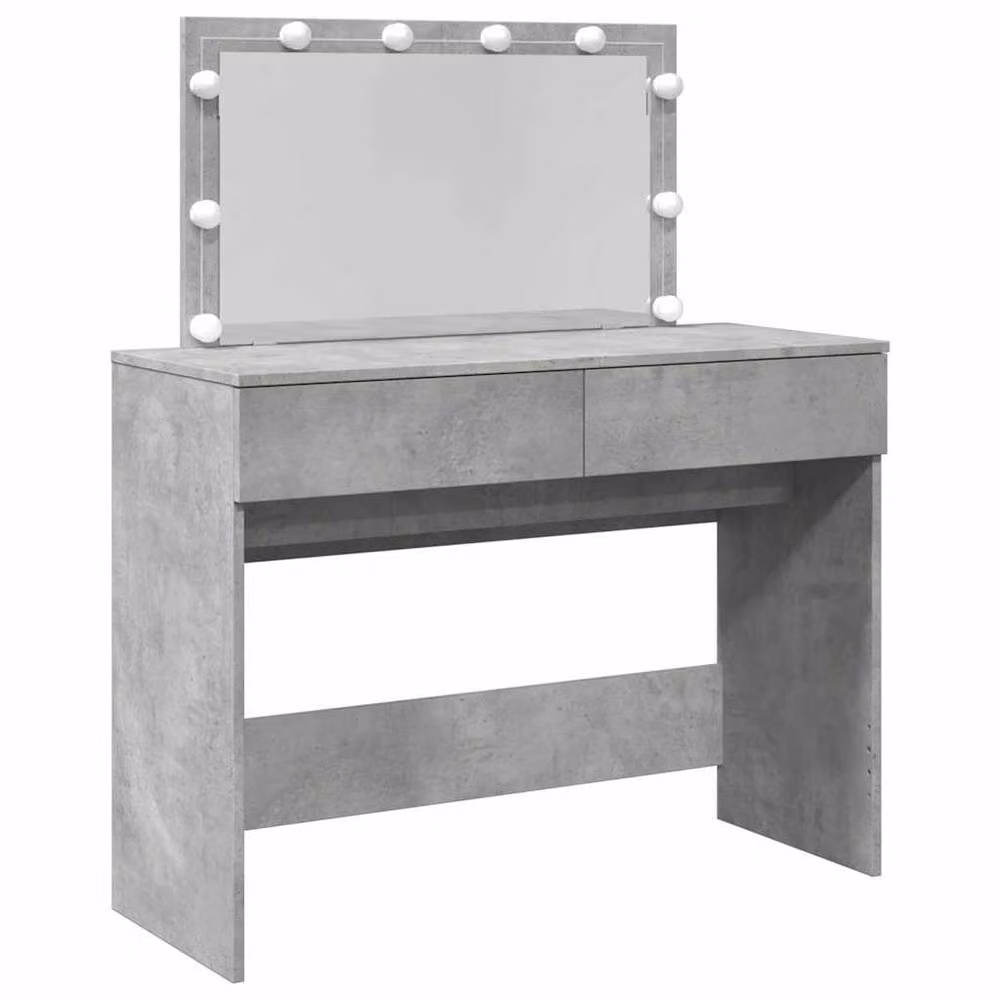 Berkfield Home Beautiful Dressing Table with Hollywood LED in Concrete Grey, W/D/H: 100 x 40 x 120 cm – 3