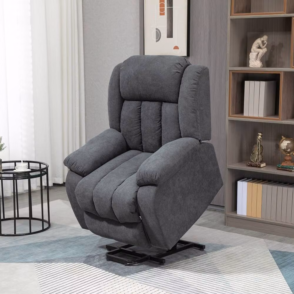 STILVORA Grey Fabric Powered Lift Assist Recliner Chair with Armrests – 2