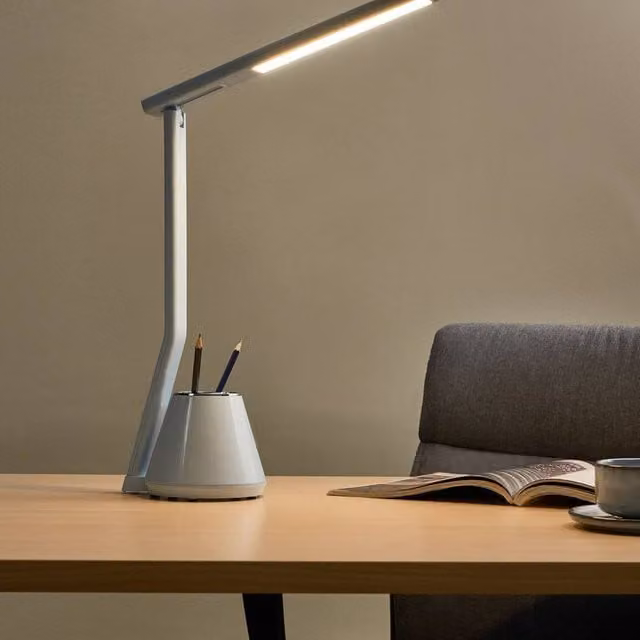 Wyld and Coco LED Desk Lamp with Pen Holder, Blue, Dimmable and Adjustable CCT – 1