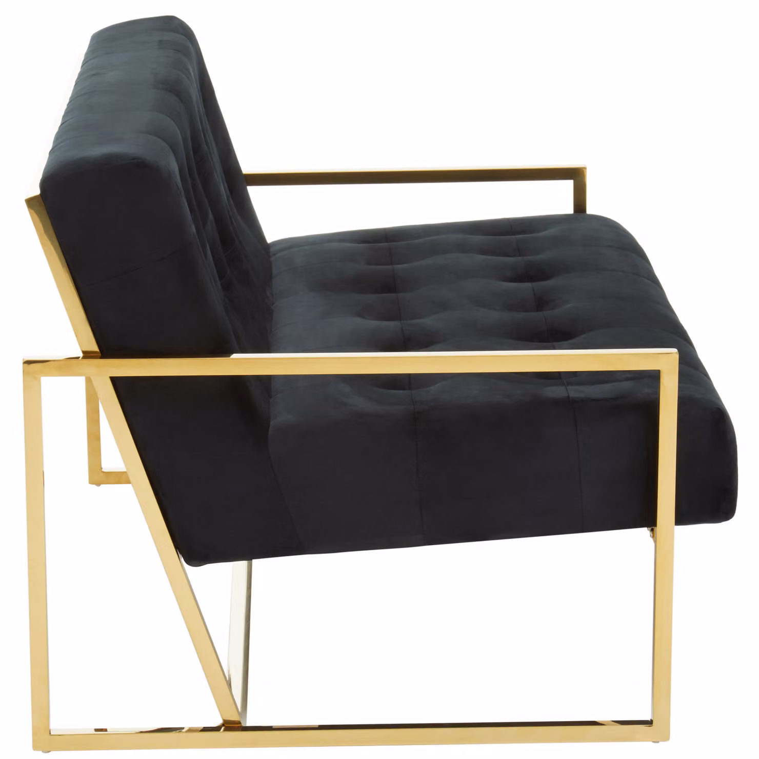 Fifty Five South Orsina 2 Seat Velvet Sofa in Black and Gold with Metal Frame – 4
