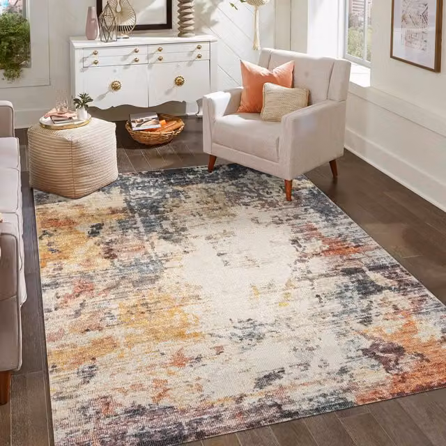 Aress Washable Modern Abstract Area Rug, Multi Coloured, W: 290 cm x D: 200 cm