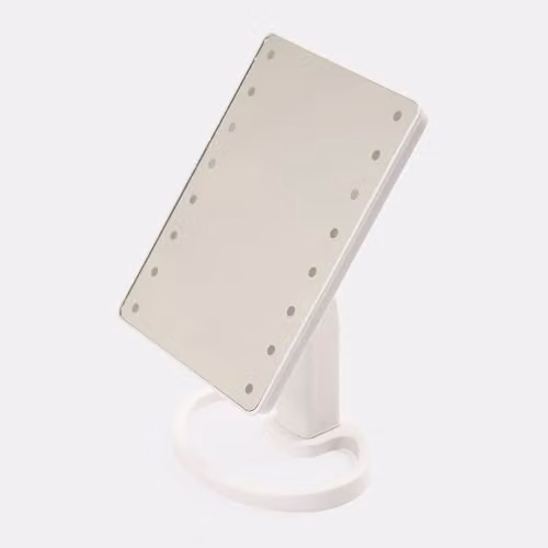 OHS Adjustable LED Tabletop Makeup Mirror with 16 Lights in White – 3