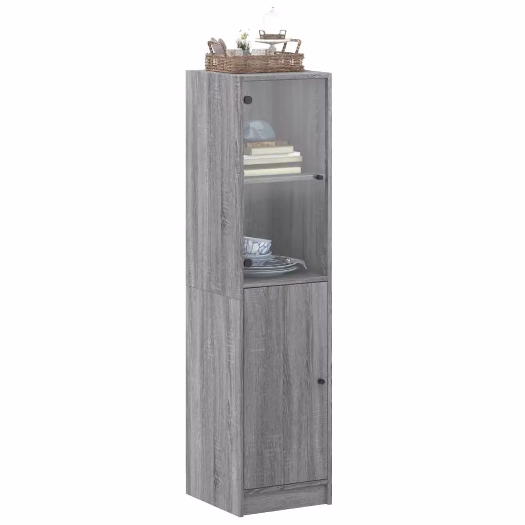 Berkfield Home Highboard with Glass Doors in Grey Sonoma, W/D/H: 35 x 37 x 142 cm – 2