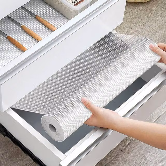 FLAVORA Non-Slip Transparent Drawer Mat and Kitchen Cabinet Shelf Liner, W: 52 cm, L: 500 cm
