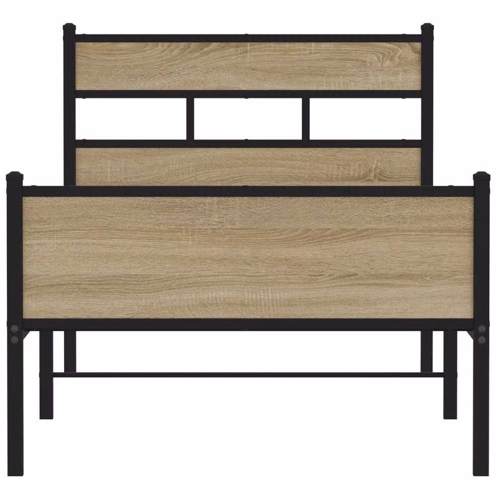 Berkfield Home Elegant Single Bed Frame in Sonoma Oak and Brown, W/D/H: 90 x 190 cm – 3