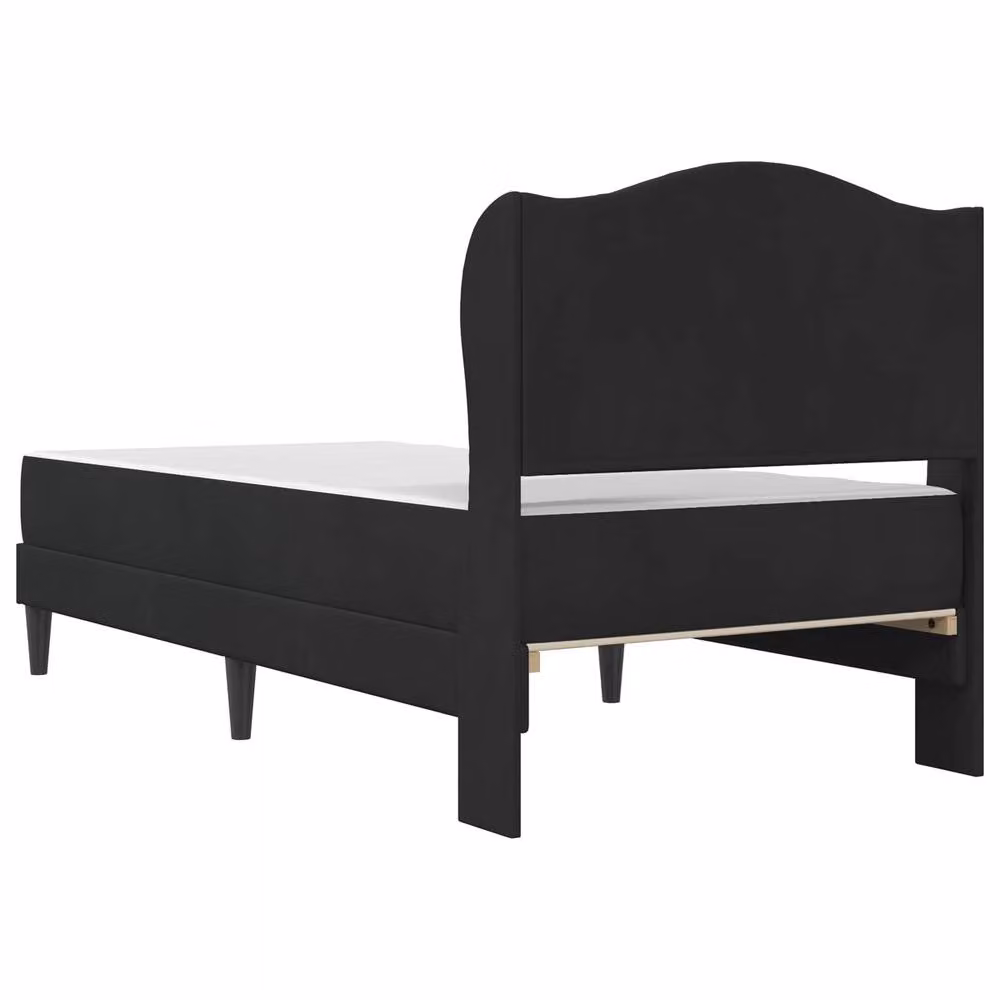 Berkfield Home Velvet Upholstered Bed Frame with Headboard in Black, W/D/H: 90 x 190 cm – 4