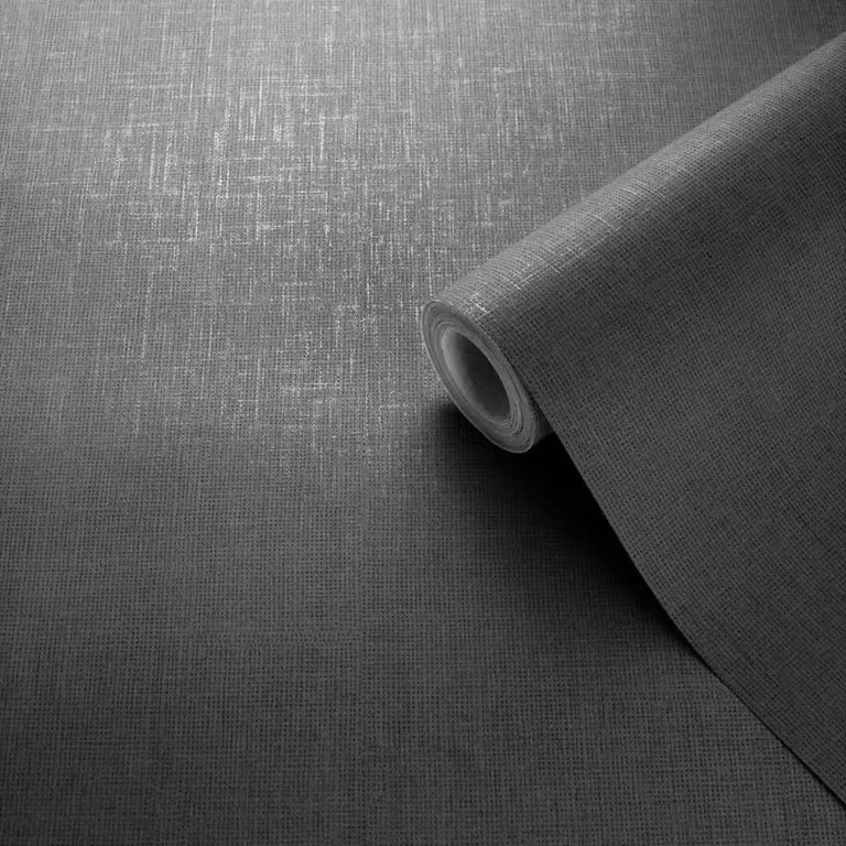 Muriva Darcy James Collection Linen Effect Textured Wallpaper in Black