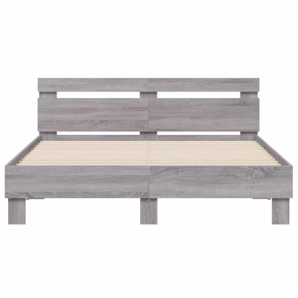Berkfield Home Grey Sonoma Bed Frame with LED Lighting and USB Charging Port, W: 140 cm, L: 200 cm – 4