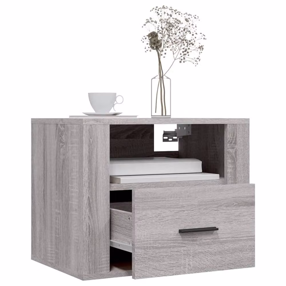 Berkfield Home Wall-mounted Bedside Cabinets, 2 Pack, Grey Sonoma, W: 50 cm, D: 36 cm, H: 40 cm – 2