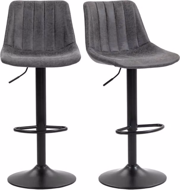 NESTLUNE Set of 2 Adjustable Swivel Bar Stools in Grey