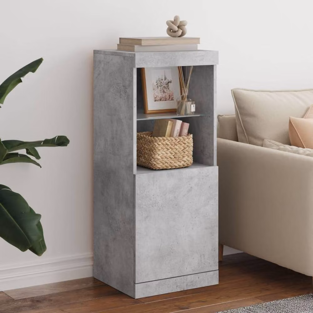 Berkfield Home Sideboard with Integrated LED Lights in Concrete Grey, W/D/H: 41 x 37 x 100 cm – 2