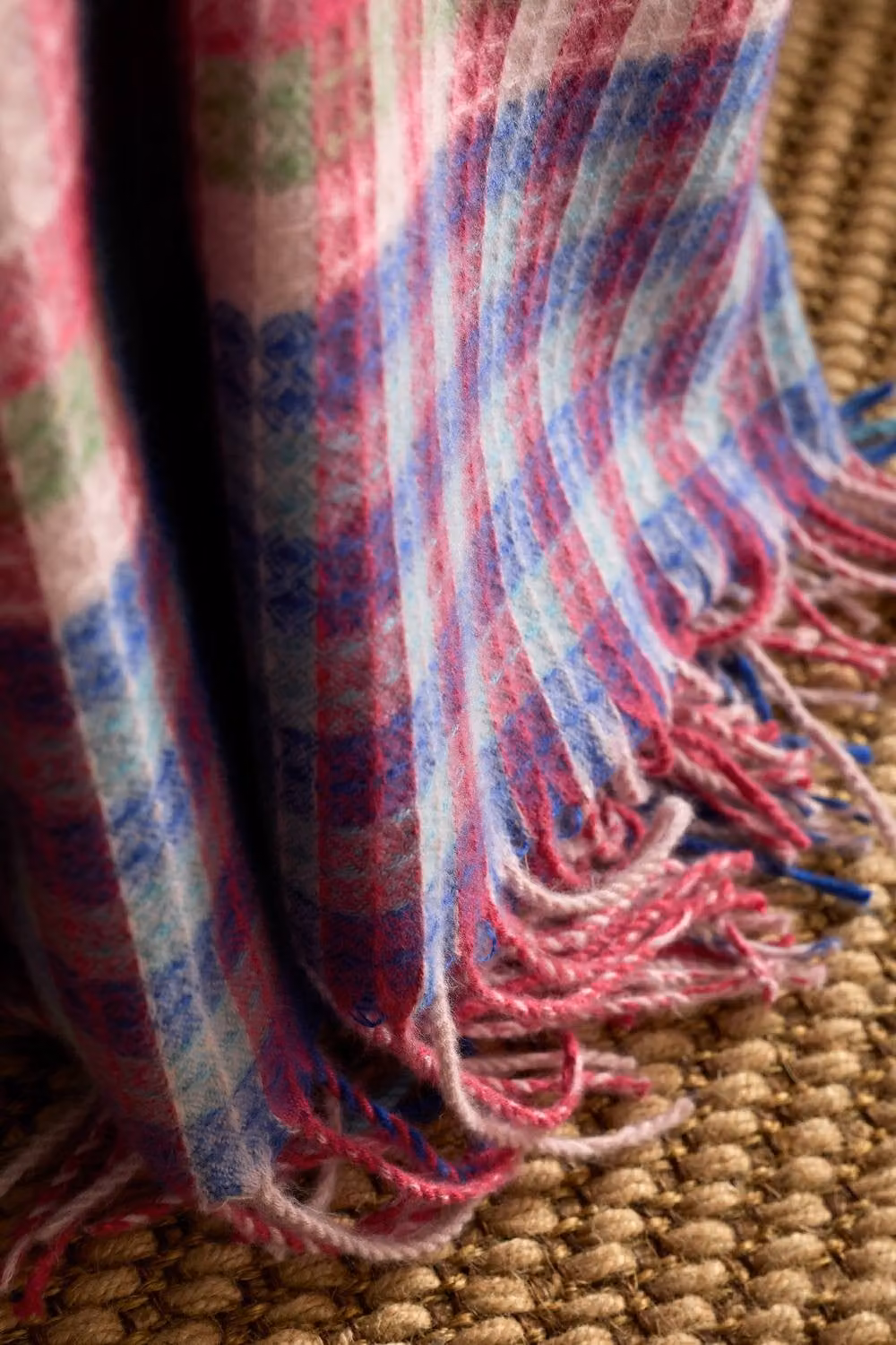 Sophie Robinson Darling Waffle Check Multicolour Waffle Pique Blanket Throw with Fringes – 3