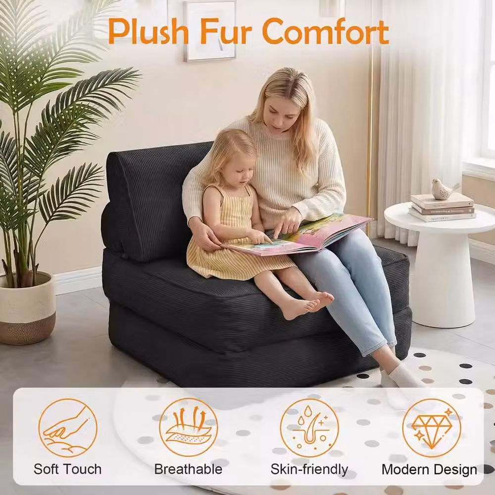 FORGEVIO 3-in-1 Convertible Sofa Bed and Foldable Couch in Black – 3