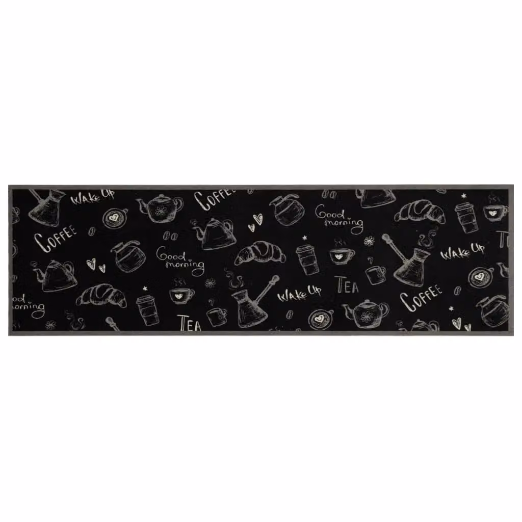 Berkfield Home Morning Black Washable Velvet Kitchen Rug, W/D/H: 45 x 150 cm – 2