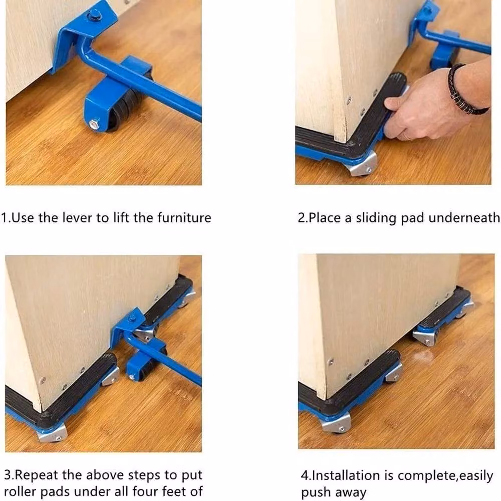 FLAVORA Heavy Duty Furniture Shifter Lifter Wheels, Blue, W: 1000 cm, D: 52 cm – 4